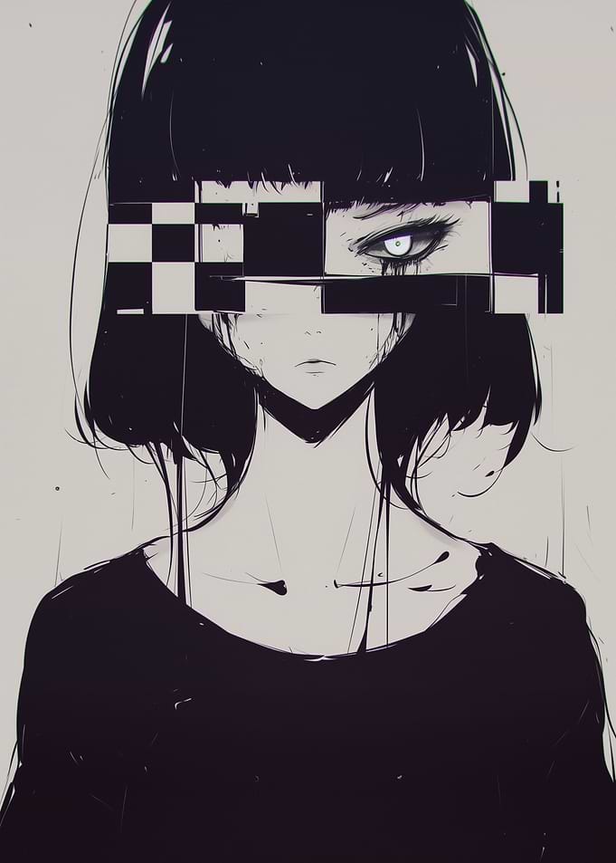 Anime Girl with Glitch Effect