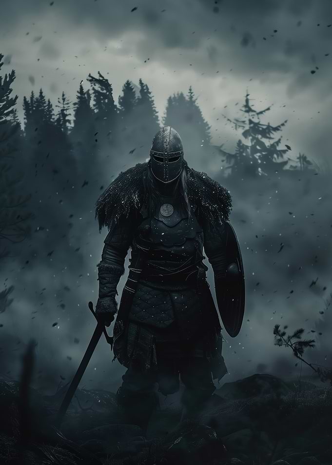 Dark Viking in the Forest
