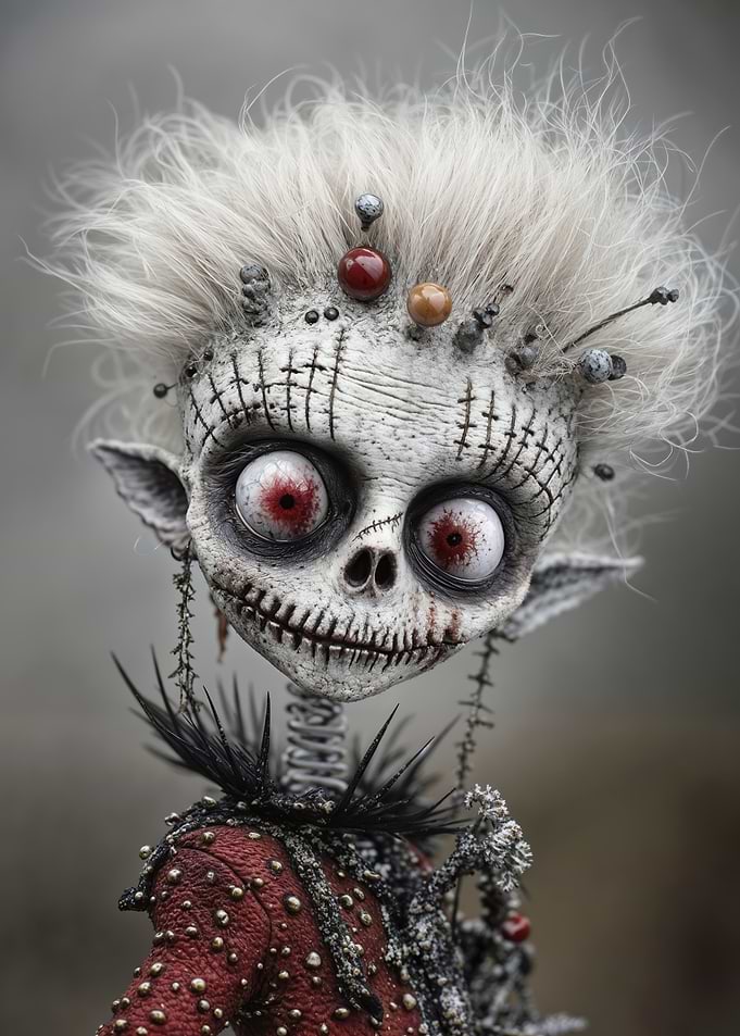 The Frostbound Doll: Creepy Doll with Stitched Face