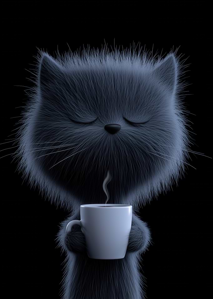 Cute Cat with Coffee