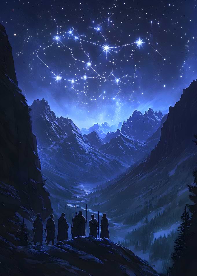 Celestial Map in the Sky Stars form Art