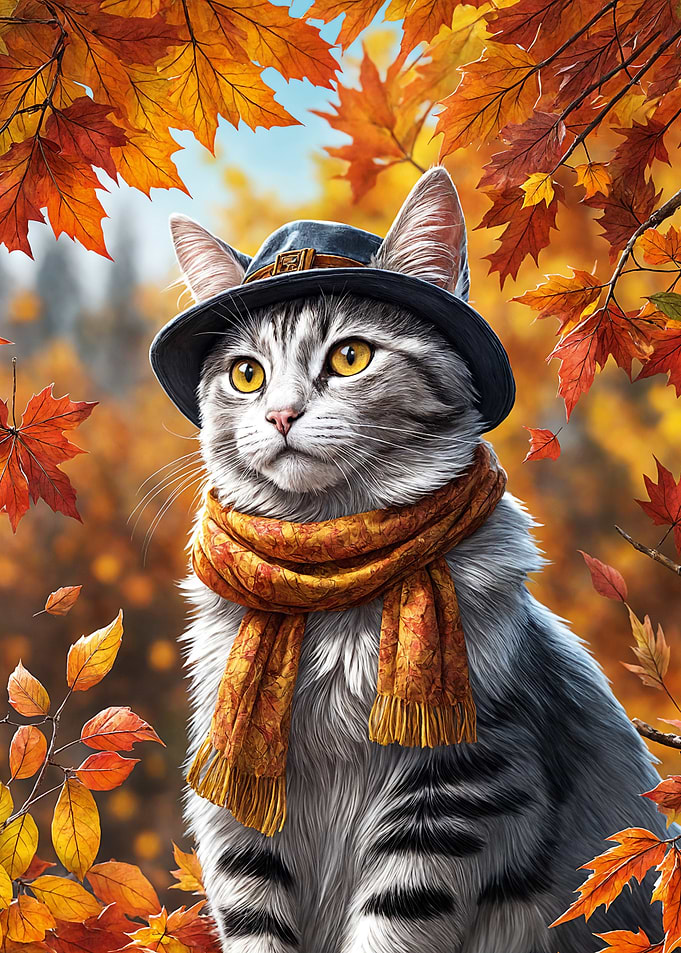 Autumn Cat in Hat