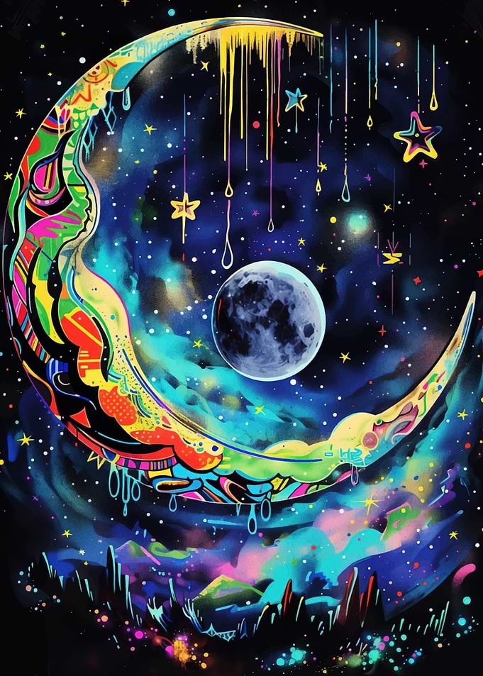Psychedelic Crescent Moon
