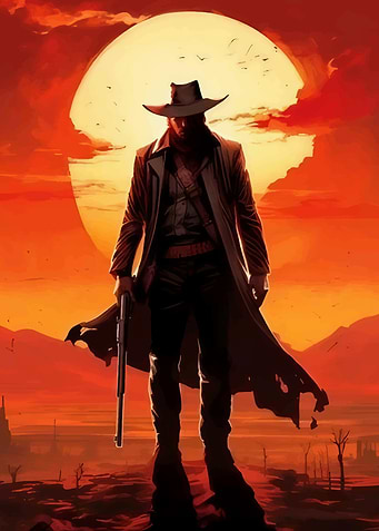 Lone Cowboy Sunset