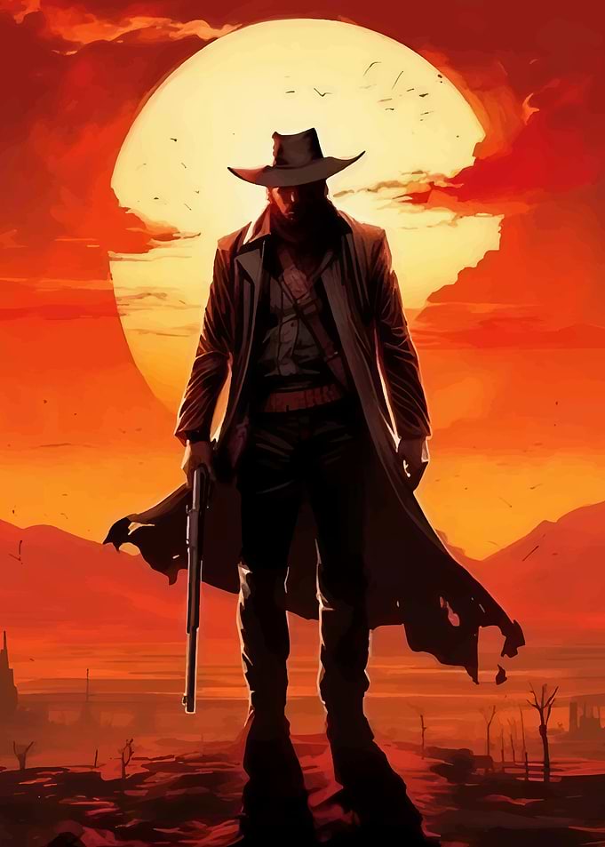 Lone Cowboy Sunset