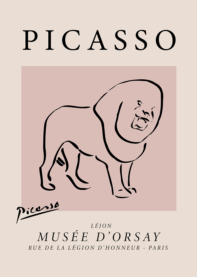 Picasso Lion Line Art Print