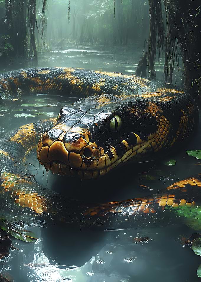 Giant Snake in Swamp