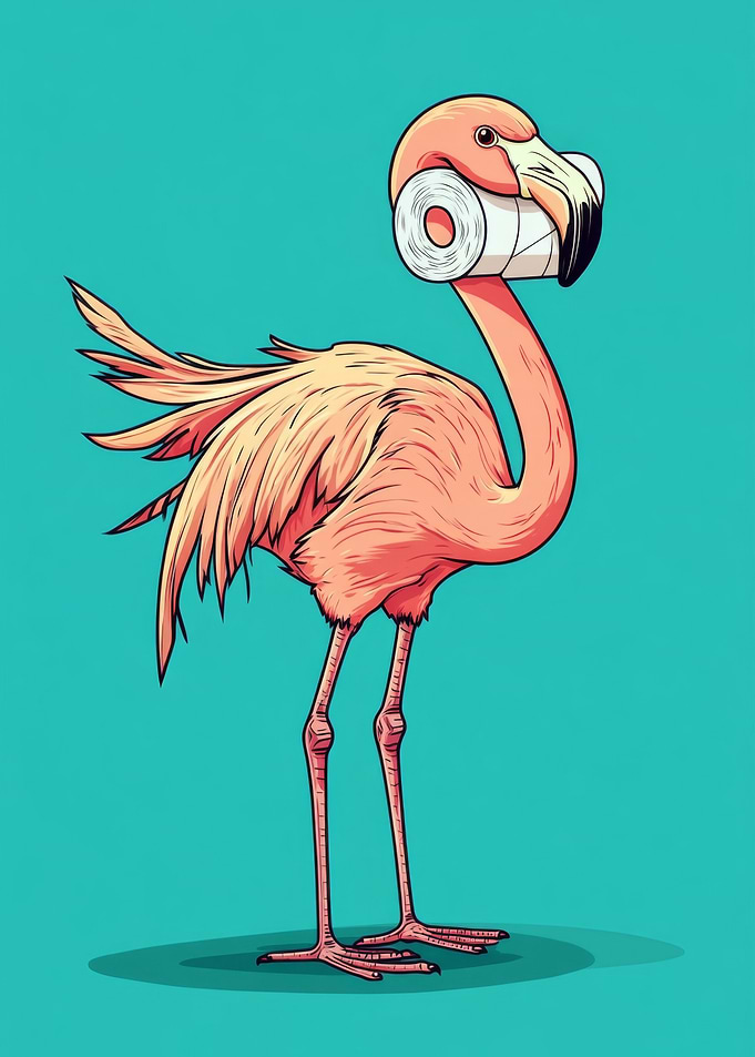Flamingo with Toilet Paper