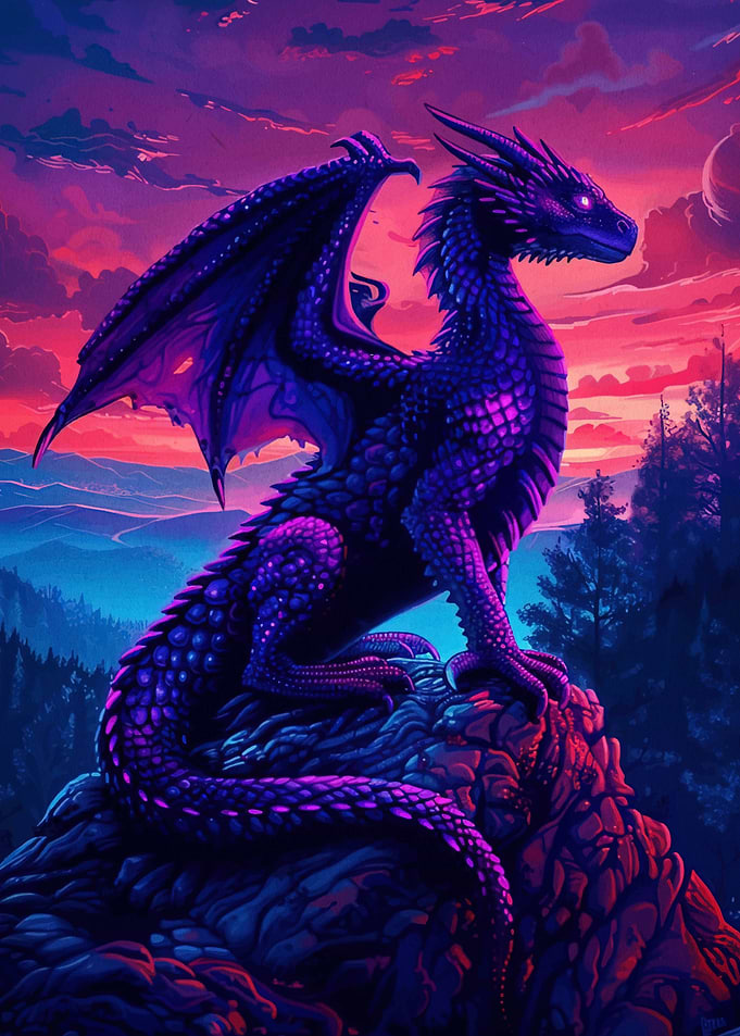 Purple Dragon on Mountaintop