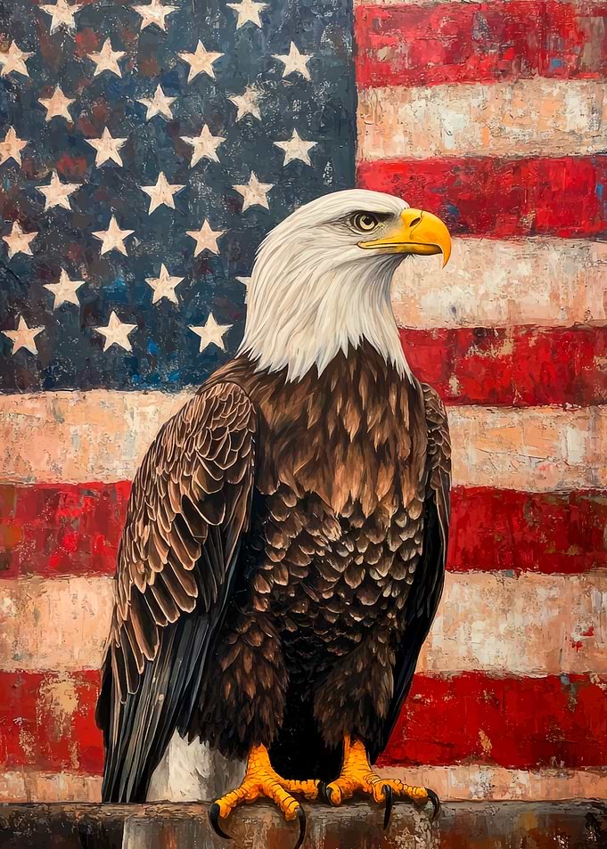 Bald Eagle and American Flag
