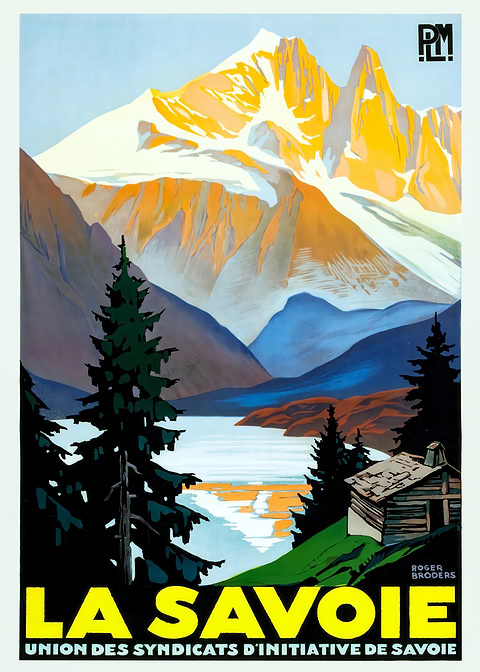 La Savoie Mountain Poster — retro travel art printed on metal