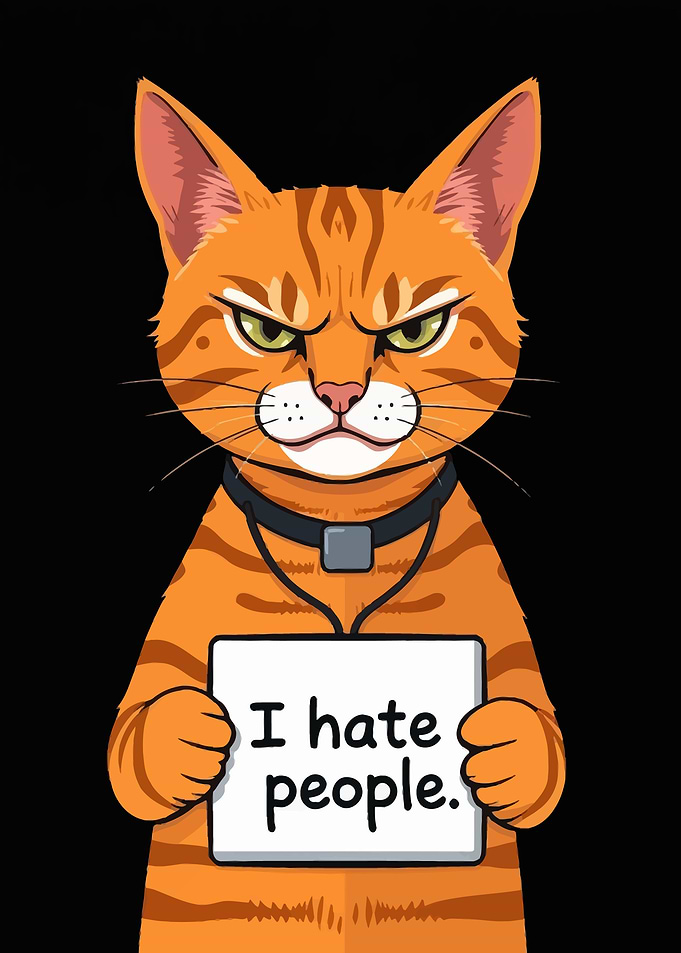 Grumpy Orange Cat Sign