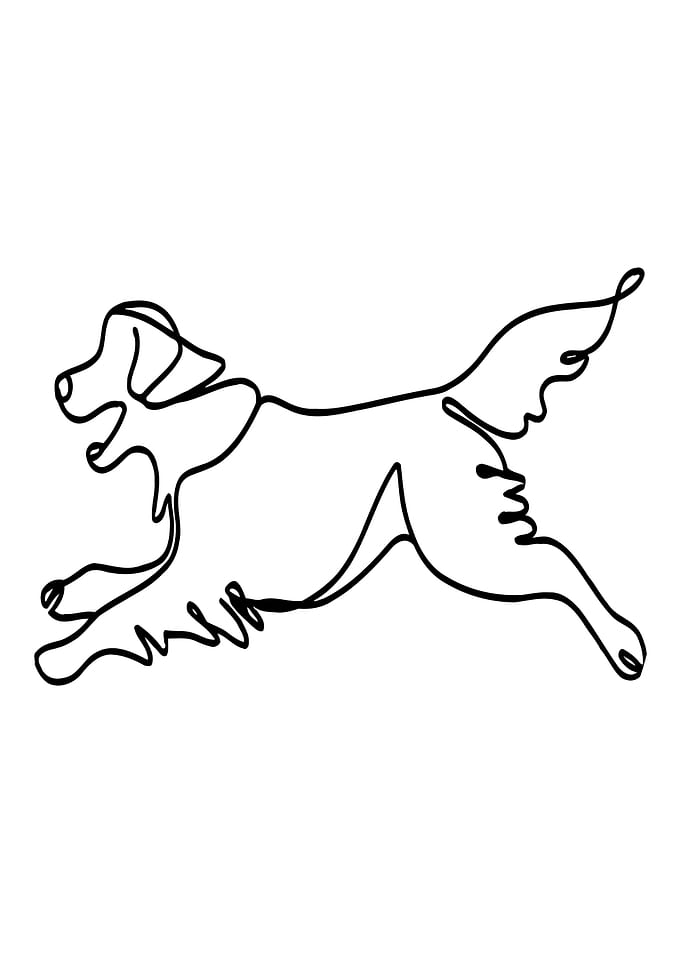 One Line Golden Retriever Dog Running