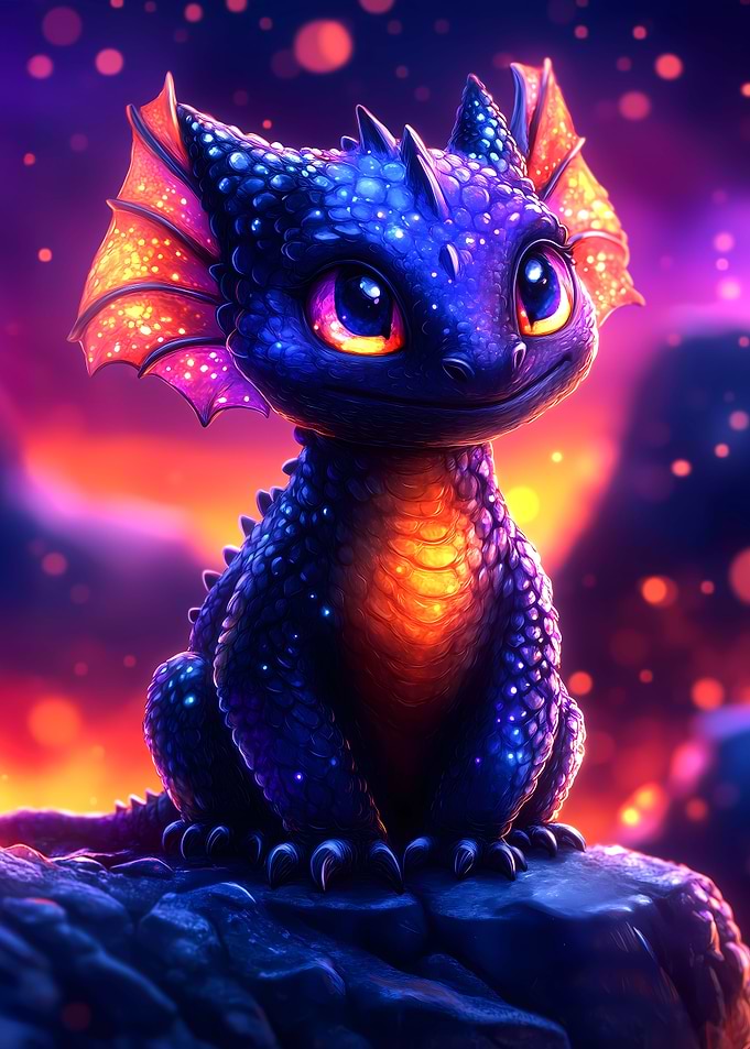 Cute Neon Baby Dragon
