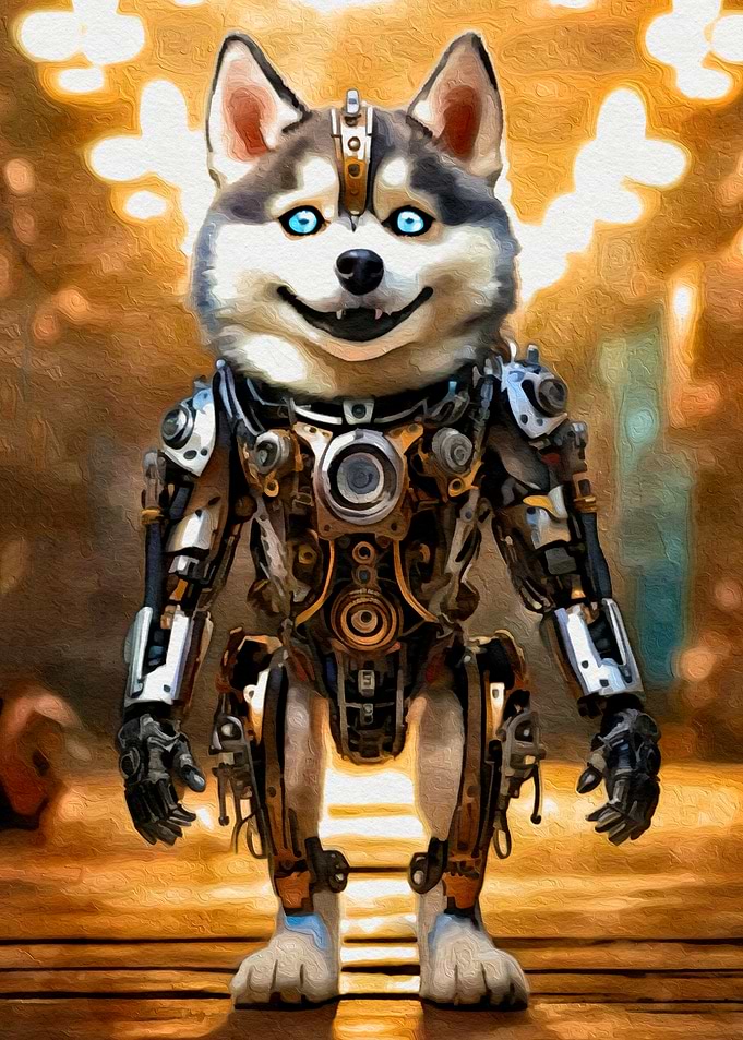Cyberpunk Husky Robot
