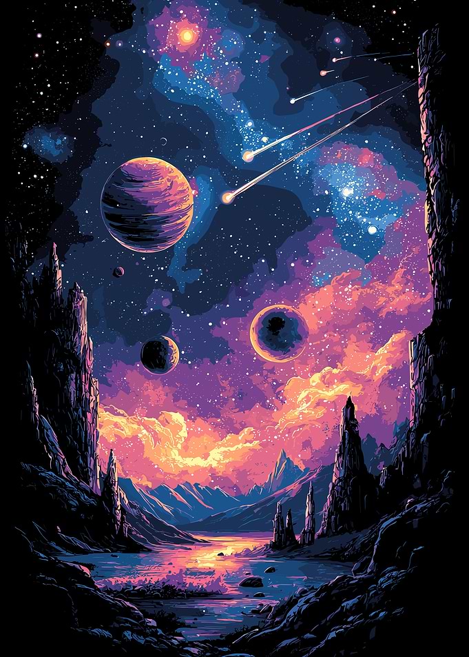 Pixelated Space Landscape