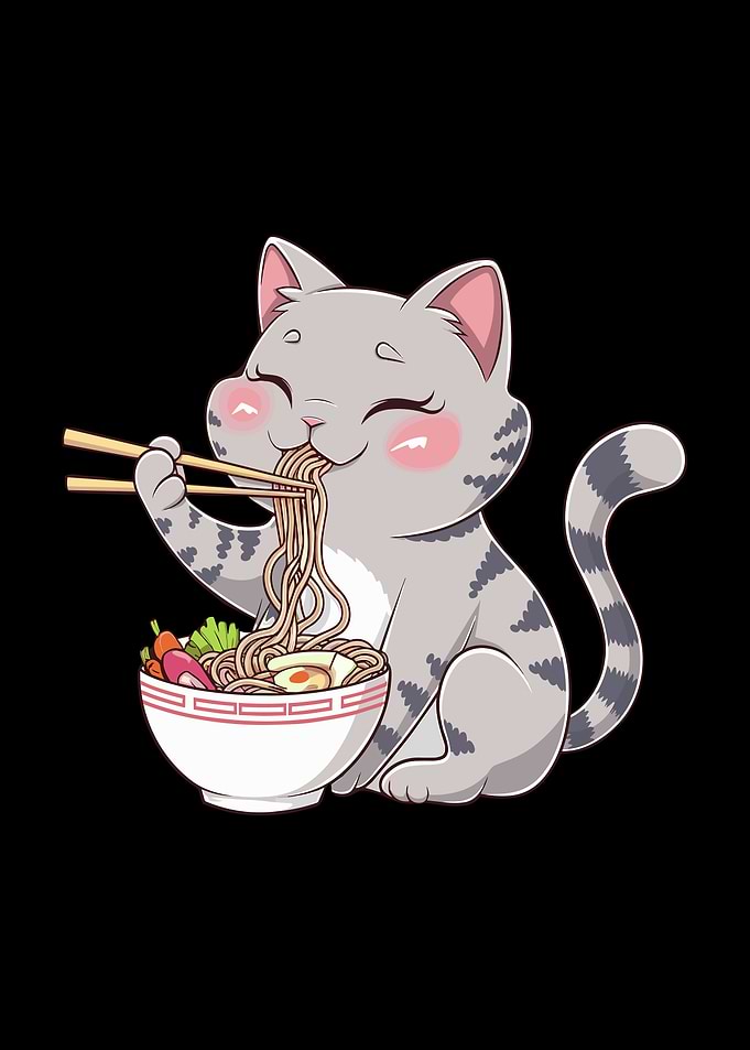 Kawaii Ramen Cat Neko Cute Anime Noodle Lover