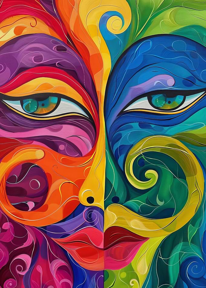 Abstract Colorful Female Face
