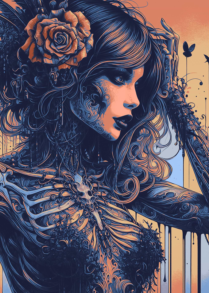 Dark Fantasy Woman with Rose