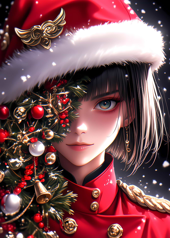 Anime Girl Christmas Portrait