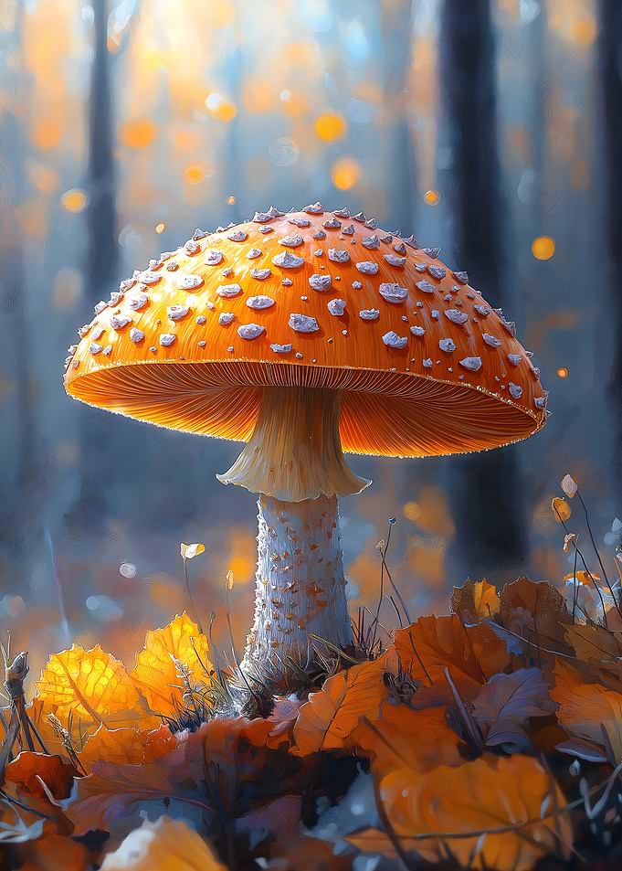 Orange Mushroom in Forest