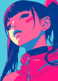 Anime Girl in Pink and Blue