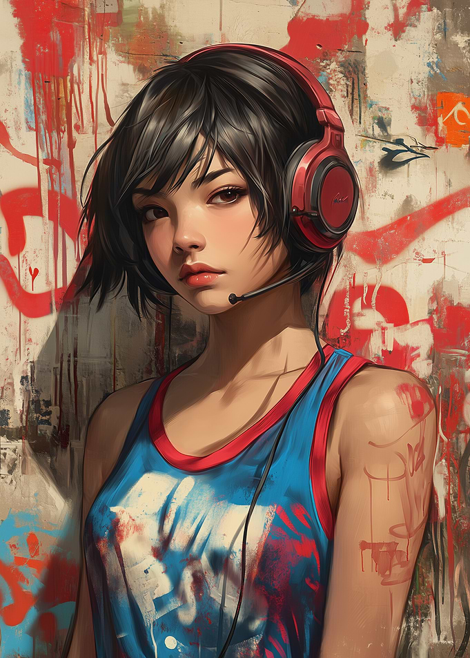Anime Girl with Headphones
