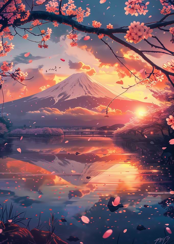 Mount Fuji Sakura Sunset
