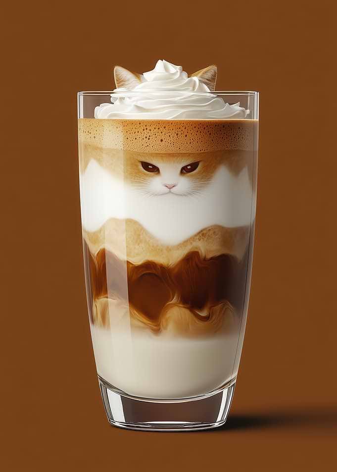 Cat in a Latte Macchiato Coffee Cup