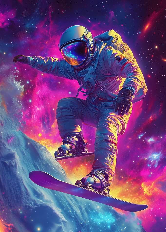 Astronaut Snowboarding in Space
