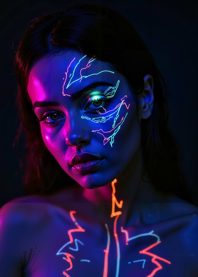 Woman Neon Body Art