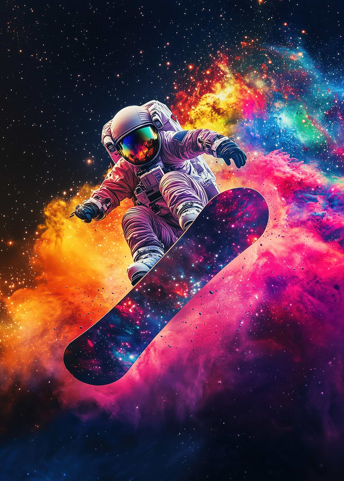 Astronaut Snowboarding in Space