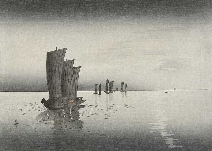 Japanese Sailboats at Dusk