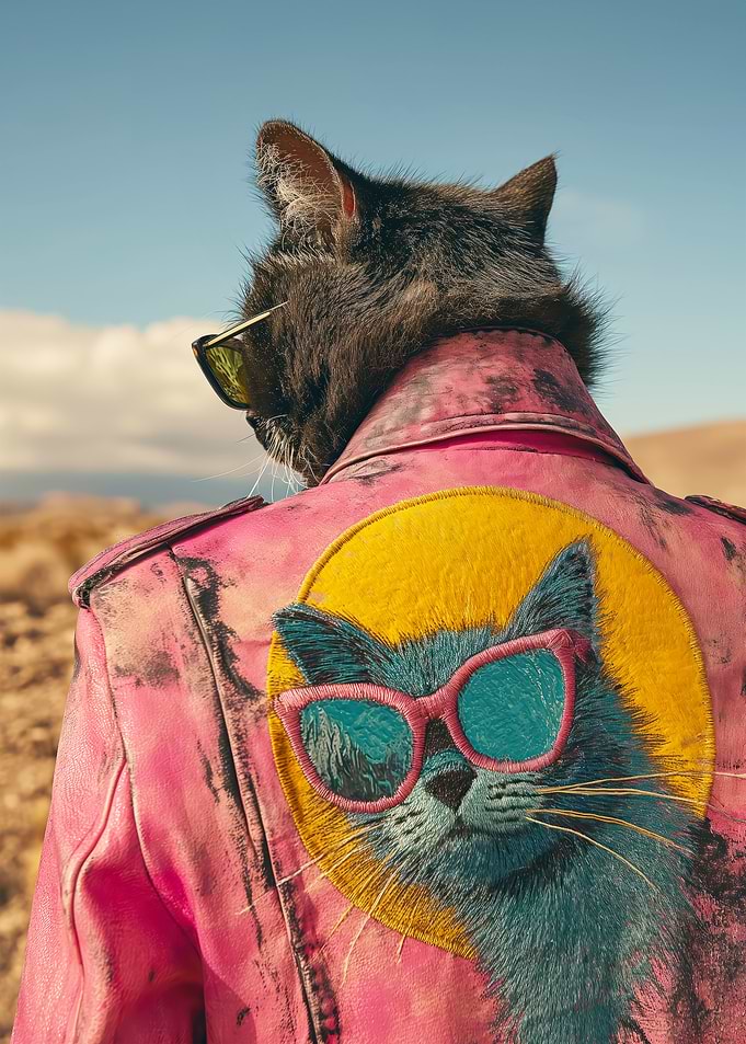 Cat in Pink Leather Jacket