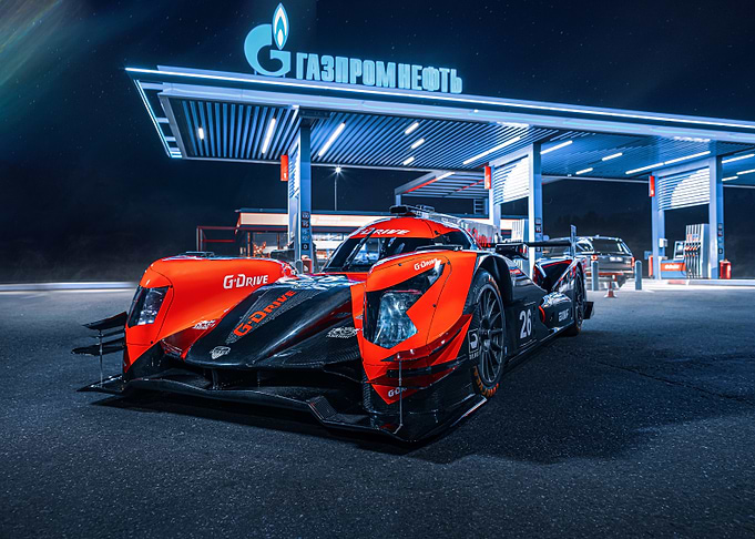 Race Car at Gas Station