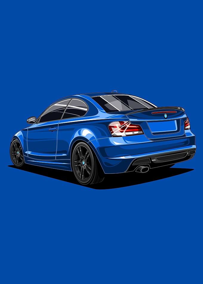 E82 Coupe Vector Illustration - Blue Performance Art