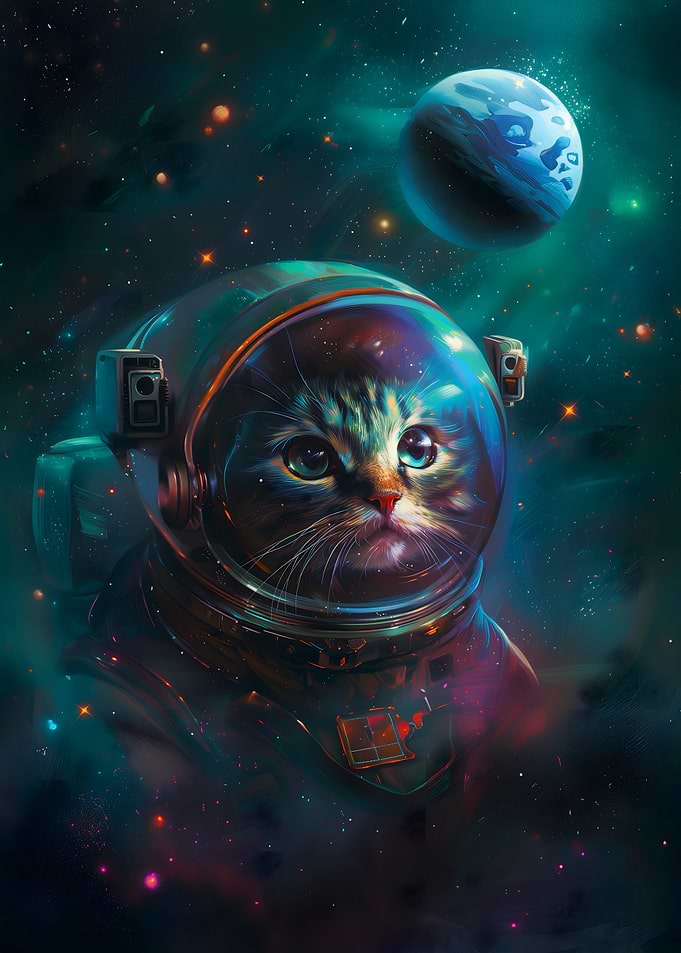 Cat Astronaut in Space