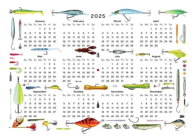 2025 Lure Fishing Calendar