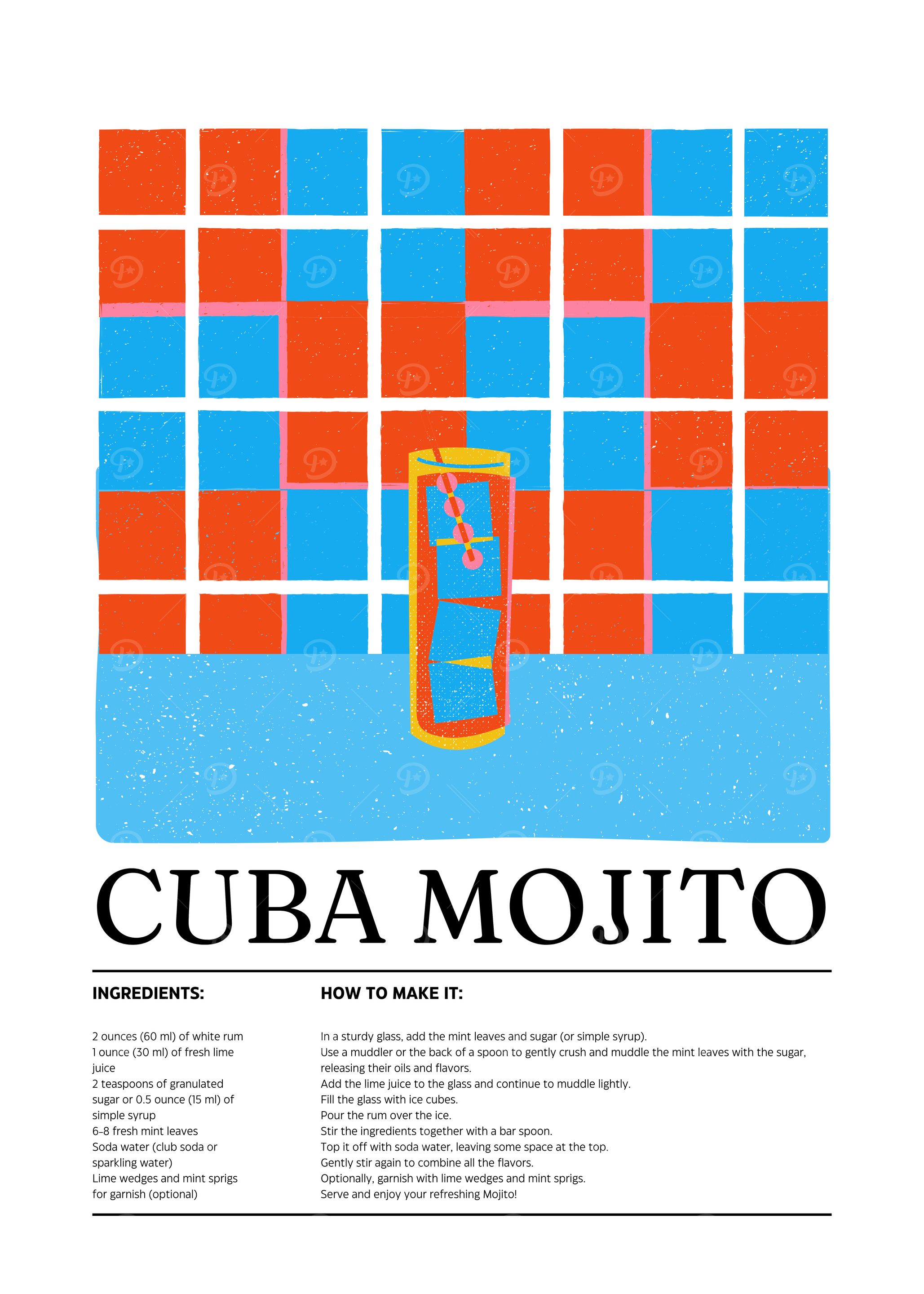 Cuba Mojito Recipe Poster