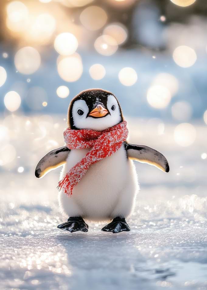 Cute Penguin in Red Scarf