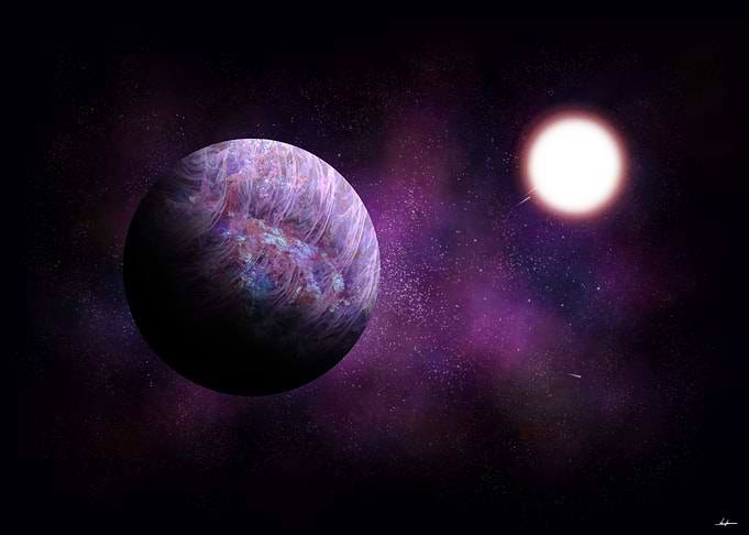 Purple Planet in Space