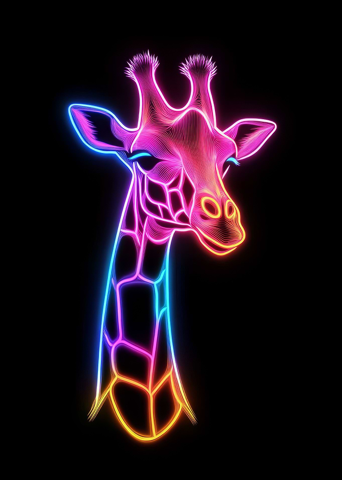 Neon Giraffe Portrait