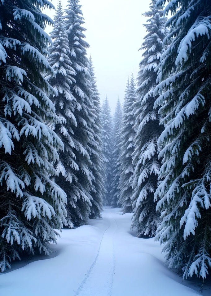 Snowy Forest Path