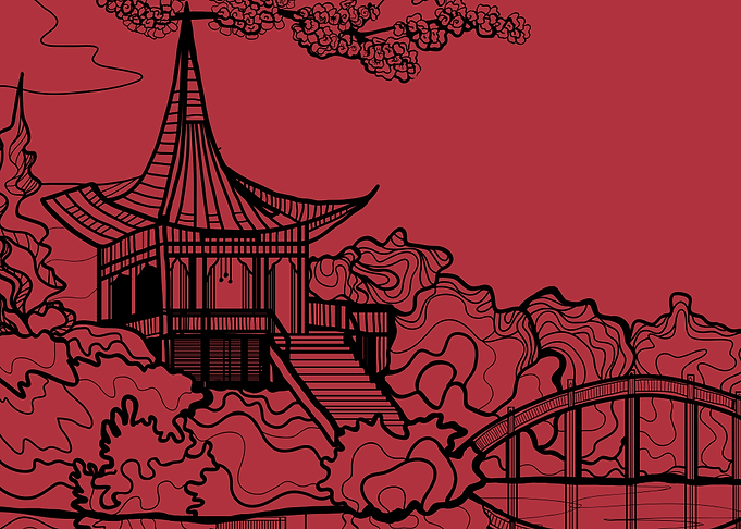 Japanese Garden Illustration