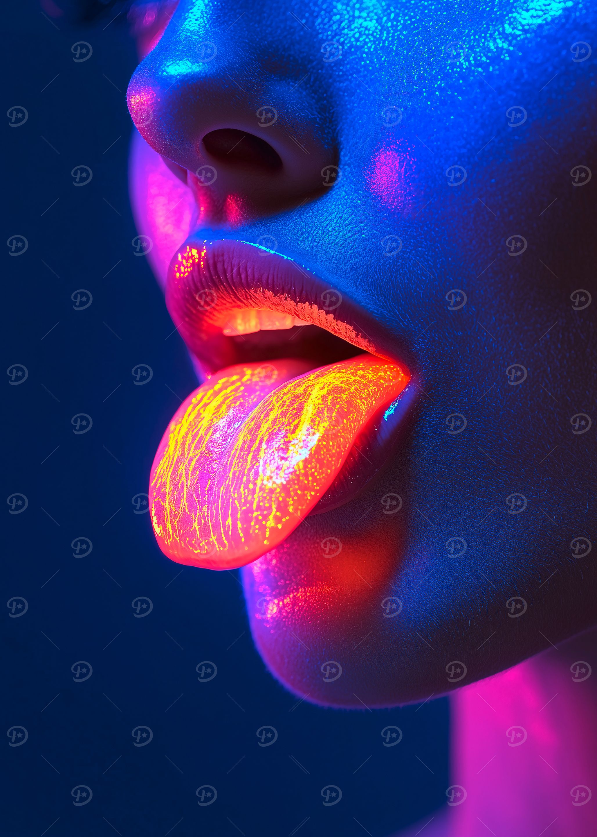 Neon Lips and Tongue