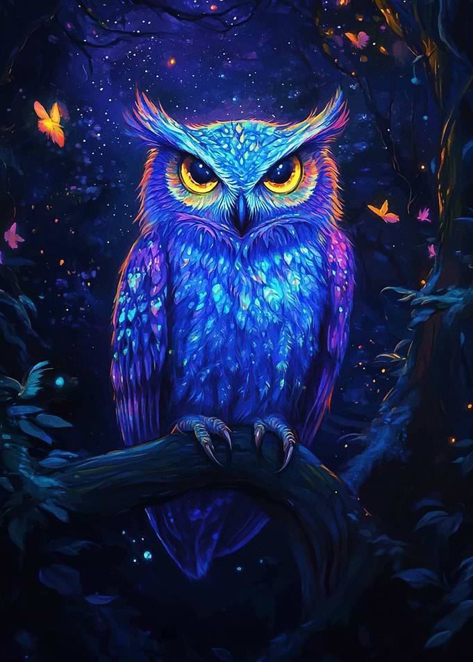Glowing Owl in Forest