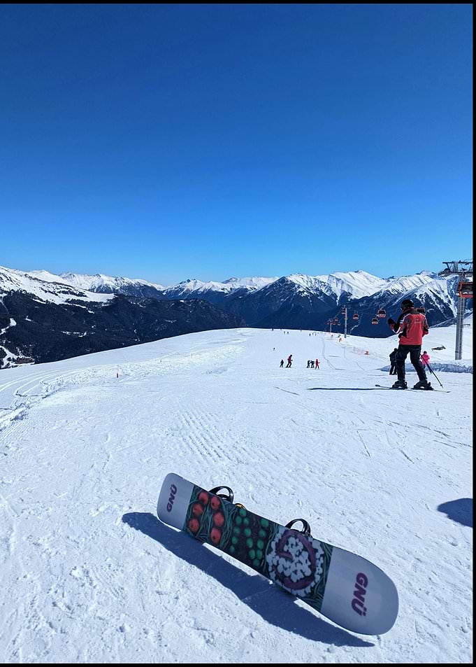 Snowboarding Lover On The Top