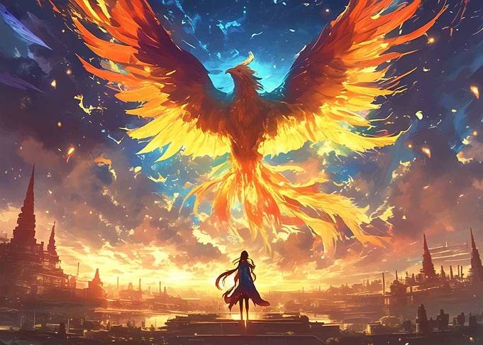 Phoenix and Cityscape