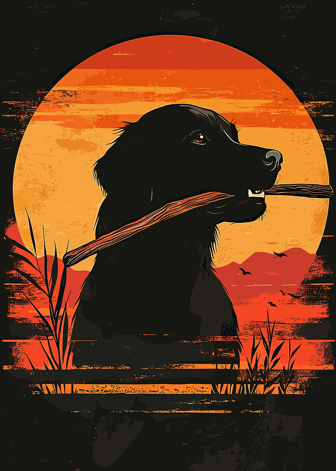 Golden Retriever at Sunset