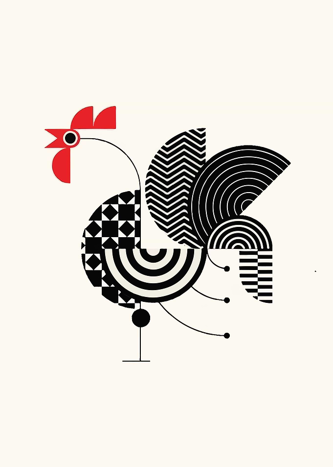 Geometric Rooster Illustration